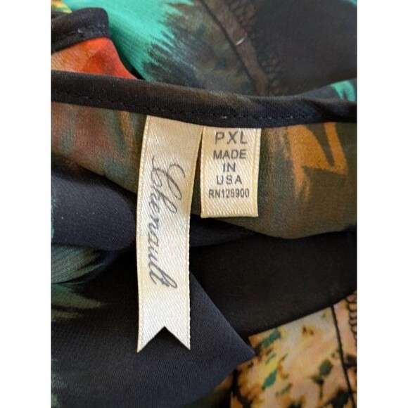 Colorful Abstract Sheer Blouse Size PXL Made in USA Festival Artsy Retro Flowy - Picture 7 of 10